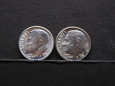 1956-P+D UNC 90% Silver Roosevelt Dimes