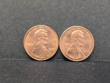 2 1995-P Double Reverse Lincoln Memorial Cents