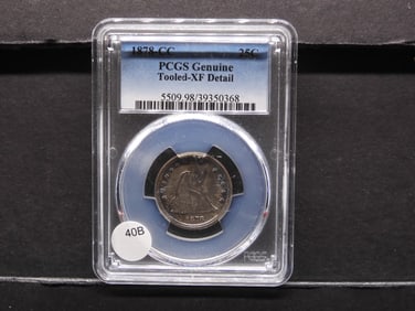 1878-CC Seated Liberty Quarter PCGS XF Detail, Tooled