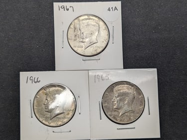 1965, 1966, 1967 40% Silver Kennedy Half Dollars