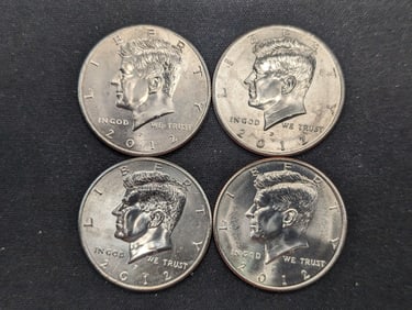 4 2012-P Clad Kennedy Half Dollars Uncirculated From Canvas Mint Bag