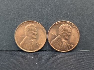 1944-D + 1945-S Red-Brown Uncirculated Lincoln Wheat Cents