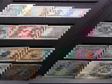 Assortment Of 13 Different Banknotes From 13 Different Countries.
