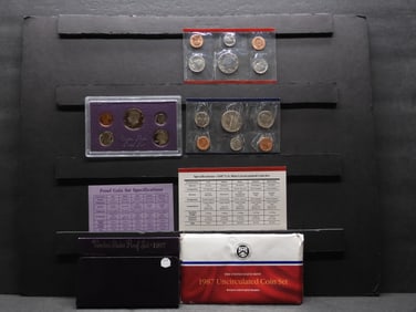 1987 P,D UNC & 1987-S Proof Sets W/ Original Packaging