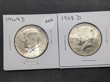 1968-D + 1969-D 40% Silver Kennedy Half Dollars
