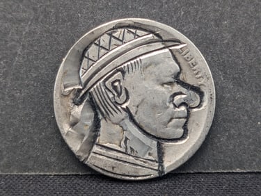 Hobo Nickel, Nice Hand Carved Piece. Artists Initials