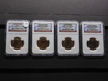 Four Brilliant Uncirculated First Day Of Issue 2008 & 2009 Presidential Dollars Graded By NGC