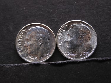1956-P+D UNC 90% Silver Roosevelt Dimes