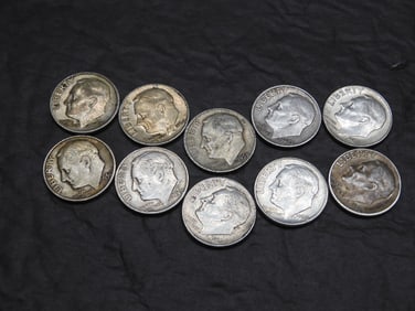 10 Mixed Date 90% Silver Roosevelt Dimes
