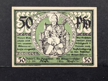 1921 German Notgeld Note. 50 Pfennig. CRISP UNC