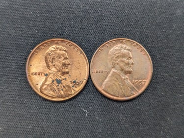 1957-P+D Red-Brown Uncirculated Lincoln Wheat Cents
