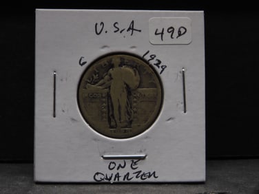 1929 Silver Standing Liberty Quarter - Nice Details