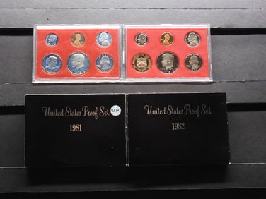 1981-S, 1982-S US Mint Proof Sets. OGP