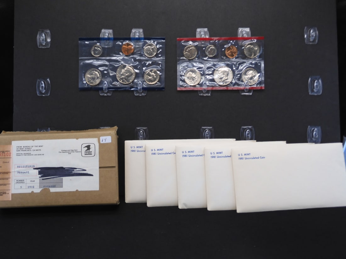 1981 P,D US Mint Unc. Coin Sets, Lot of 5 - $24.10 FV (1 of 6)