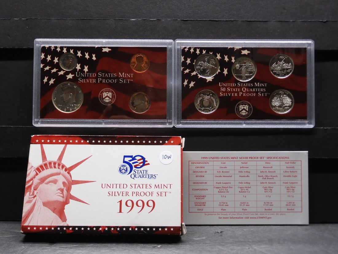 1999-S U.S. Mint SILVER Proof Set- First Year State Quarters (1 of 7)