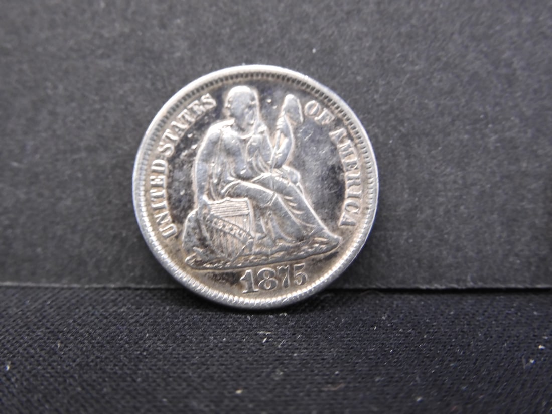 1875 CC Seated Liberty Dime. Key Date. Rare CC Mint. Excellent Details (1 of 2)