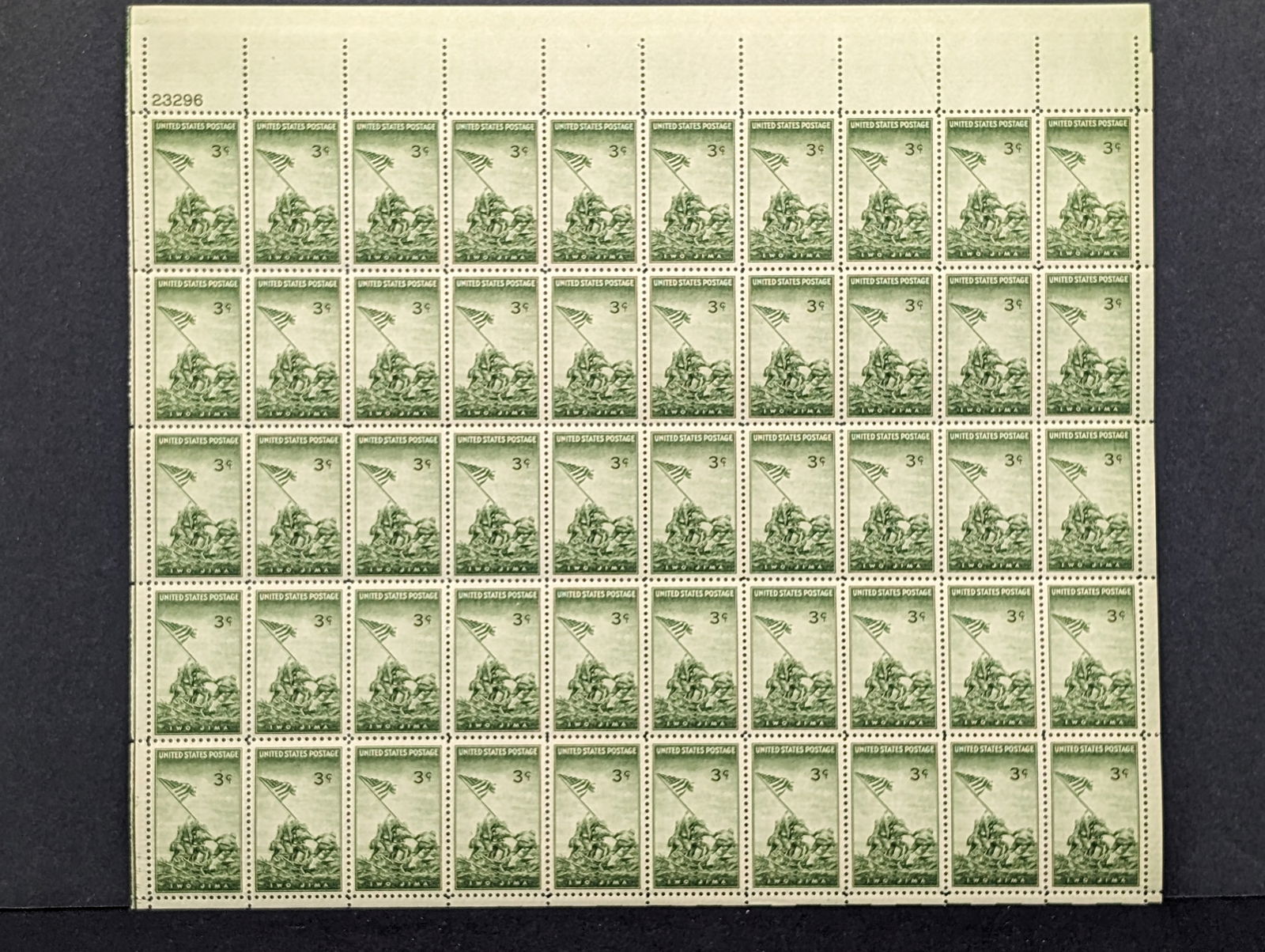 Sheet 1945 Iwo Jima 3 Cent Stamps Scott 929. 50 stamps mint never hinged.? (1 of 2)