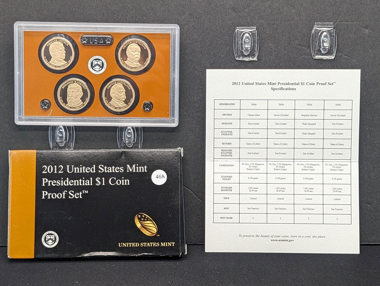 2012-S Presidential $1 Coin Proof Set.? GEM Proof in original box with COA.? (1 of 4)