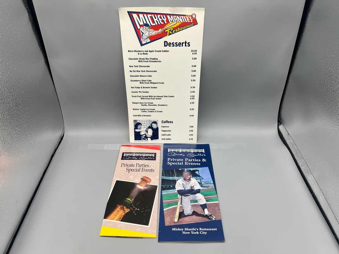 Mickey Mantle's Restaurant Desserts Menu and 2 Brochures (1 of 4)