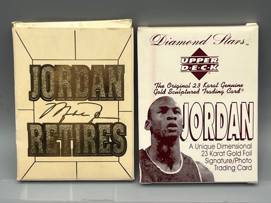 1998 Upper Deck Michael Jordan 22kt. Gold Foil Michael Retires Card #/23,000 & 1996 Upper Deck (1 of 4)
