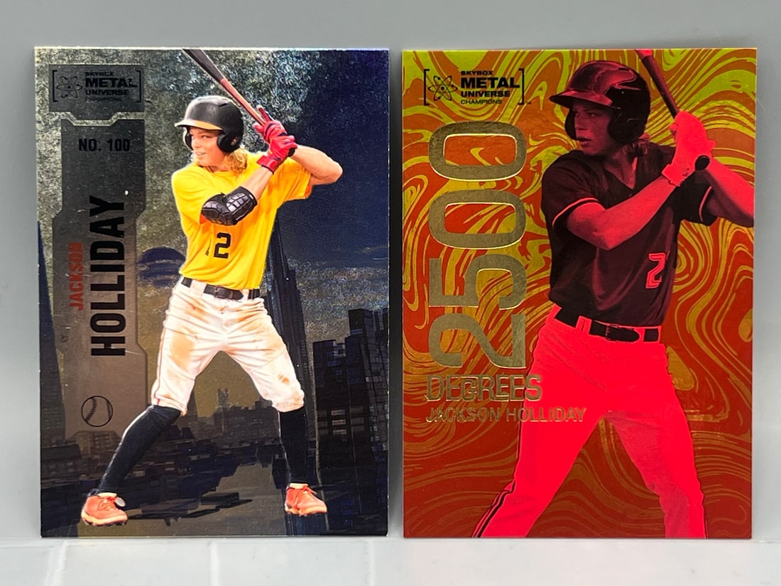2022 Skybox Metal Universe Champions Jackson Holliday #100 & Jackson Holliday 2500 Degrees Prospect: 2022 Skybox Metal Universe Champions Jackson Holliday #100 & Jackson Holliday 2500 Degrees Prospect Inserts #D-13