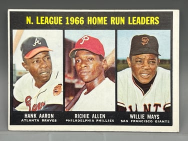 1967 Topps NL Home Run Leaders Hank Aaron/Richie Allen/Willie Mays #244