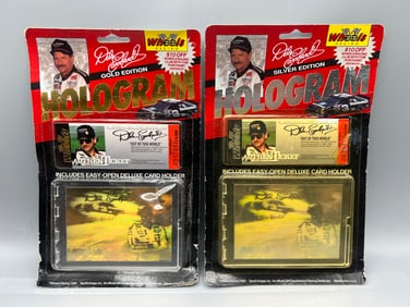 Lot of (2) 1992 Wheels Racing Dale Earnhardt Gold & Silver Hologam Edition Racing Collectibles -
