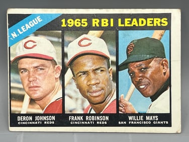 1966 Topps NL RBI Leaders Deron Johnson/Frank Robinson/Willie Mays #219
