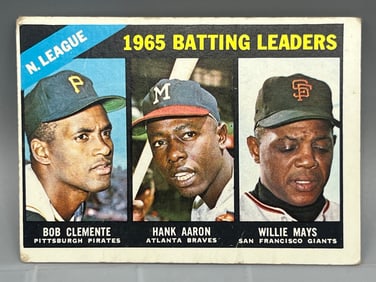 1966 Topps NL Batting Leaders Roberto Clemente/Hank Aaron/Willie Mays #215