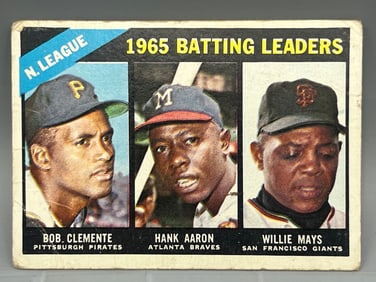 1966 Topps NL Batting Leaders Roberto Clemente/Hank Aaron/Willie Mays #215