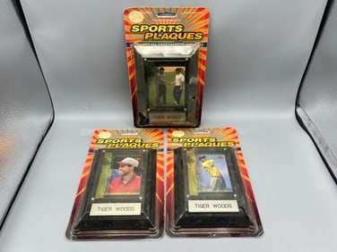 2001 Upper Deck Tiger Woods Tiger Tales RC Insert Cards in Plaques Lot of 3