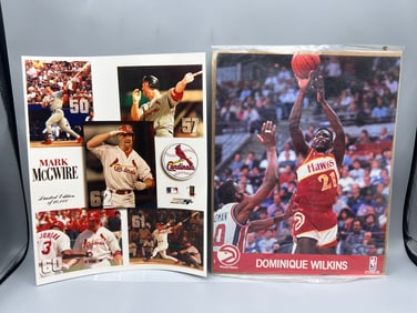 Lot of (2) Oversized Sports Photographs & Collectible Pictures - Mark McGwire & Dominique Wilkins