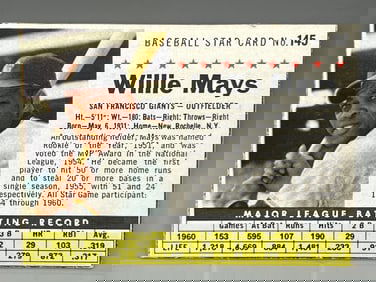 1961 Post Cereal Willie Mays #145 - Hand Cut