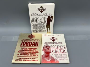 Lot of (3) Assorted Michael Jordan 23kt Gold Foil Limited Edition #'ed Basketball Cards - Varying