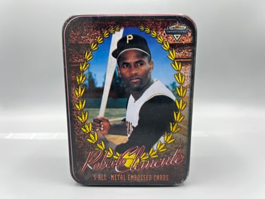 1997 Metallic Impressions Roberto Clemente 5 Card Metal Embossed Collector Tin Set