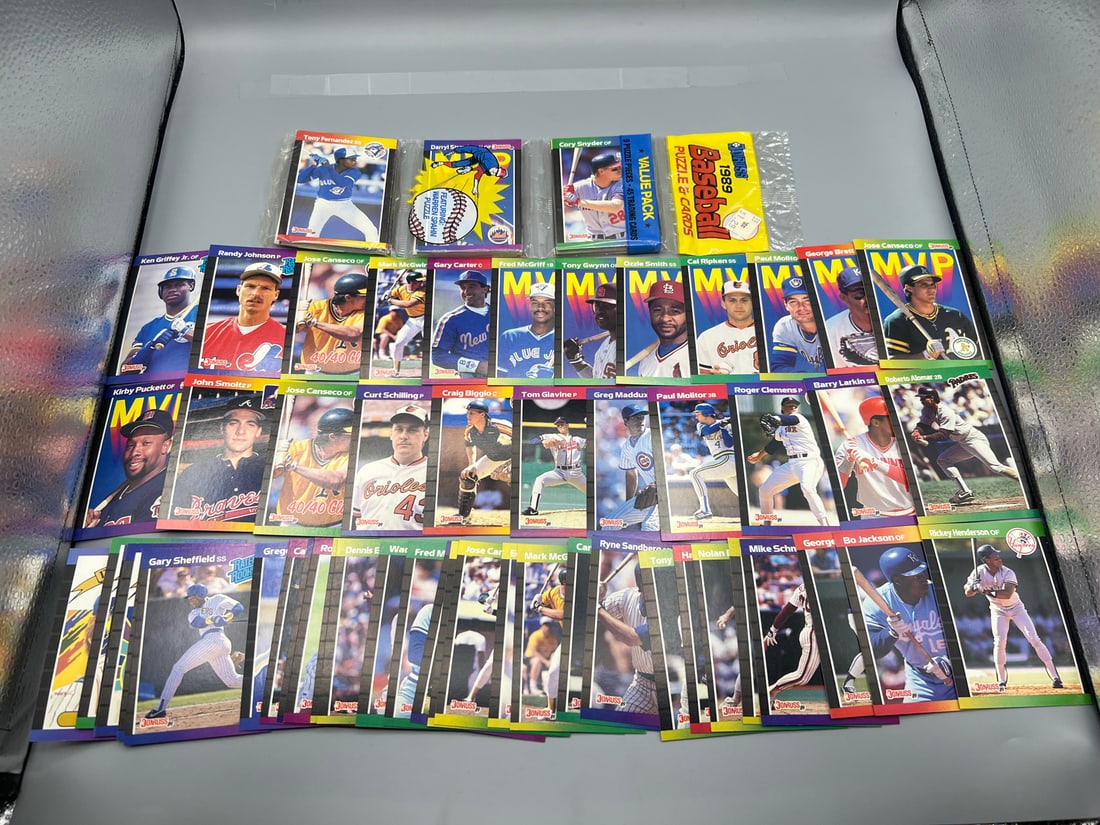 Lot of 52 - 1989 Donruss Unopened Rack Pack and Stars and HOF's - Griffey Jr. and Johnson RC (1 of 3)