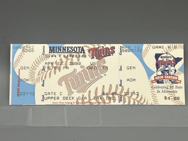 April 15, 2000 Minnesota Twins Vs. Baltimore Orioles Cal Ripken Jr. 3000th Career Hit Game Ticket