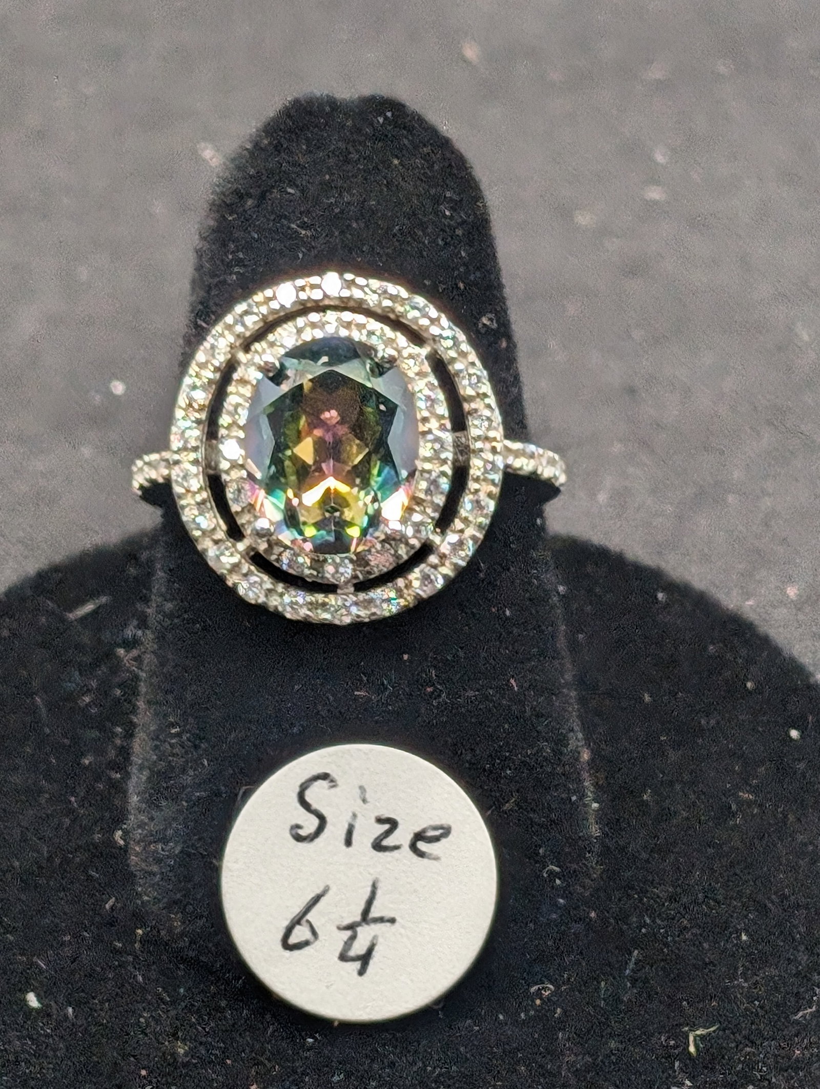Sterling Ring w/ Mystic Topaz Gemstone Size 6-1/4: Sterling Ring w/ Mystic Topaz Gemstone Size 6-1/4