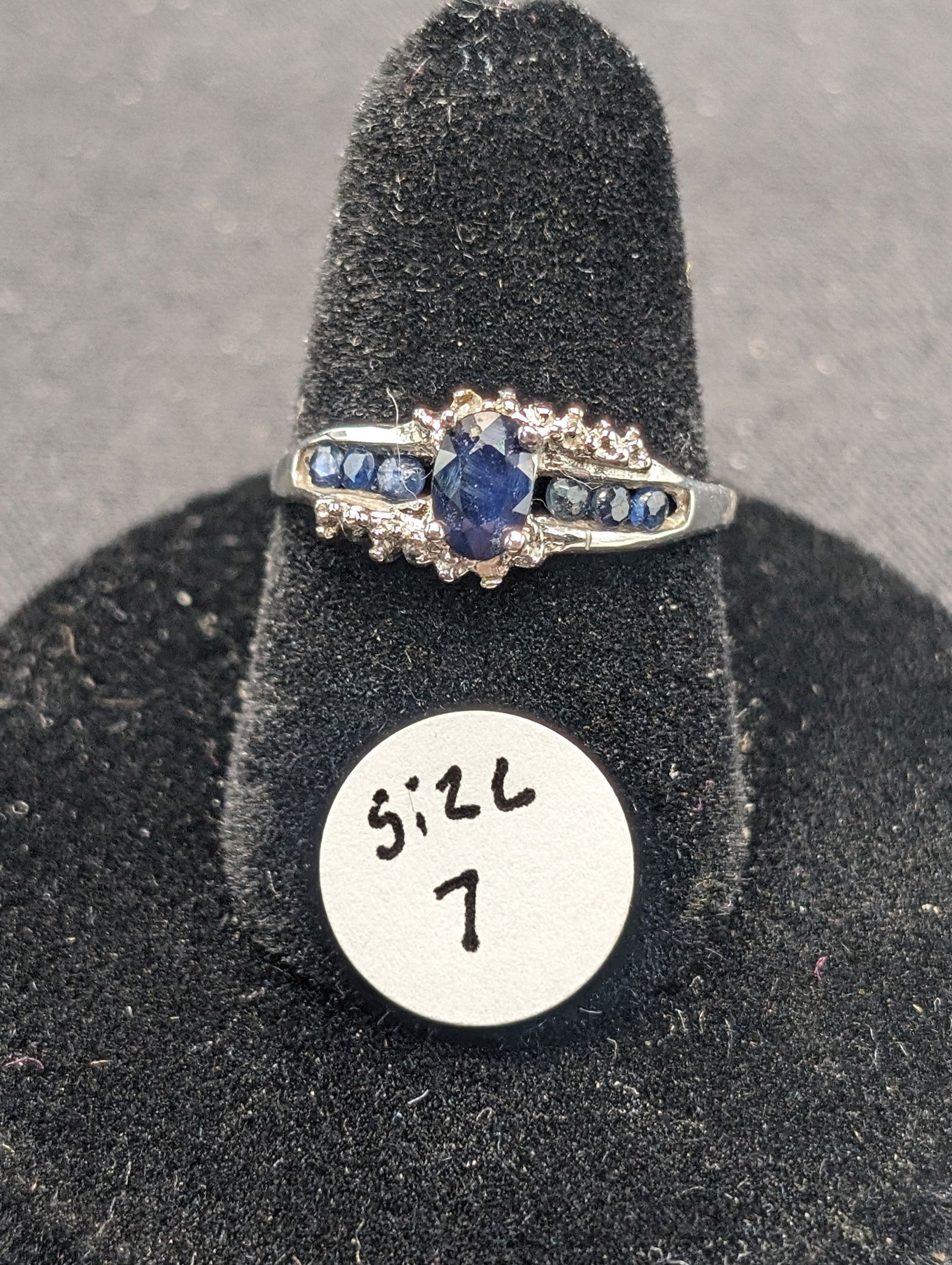 Sterling Ring w/ Sapphire Gemstones  Size 7 (1 of 4)