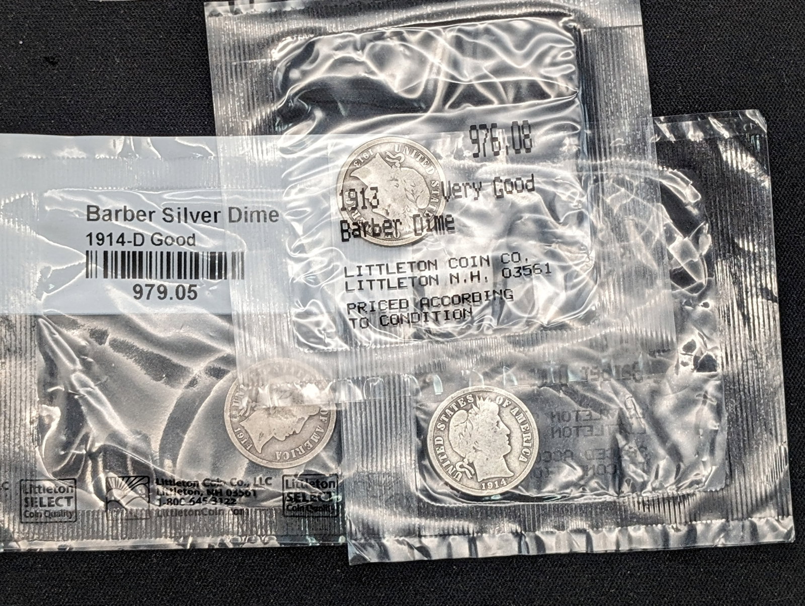 1913 + 1914-P+D Barber Dimes- Littleton: 1913 + 1914-P+D Barber Dimes- Littleton