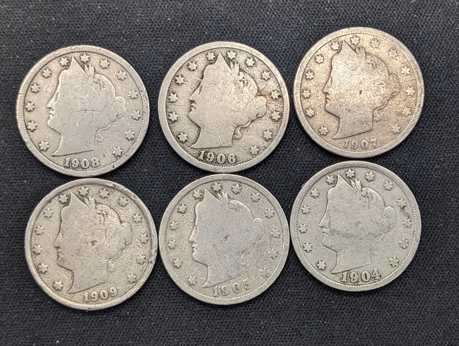 1904-1909 Liberty V Nickels: 1904-1909 Liberty V Nickels