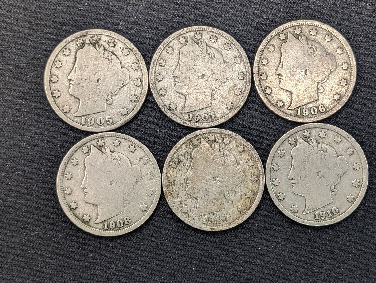 1905, 1906, 1907, 1908, (2) 1910 Liberty V Nickels (1 of 2)