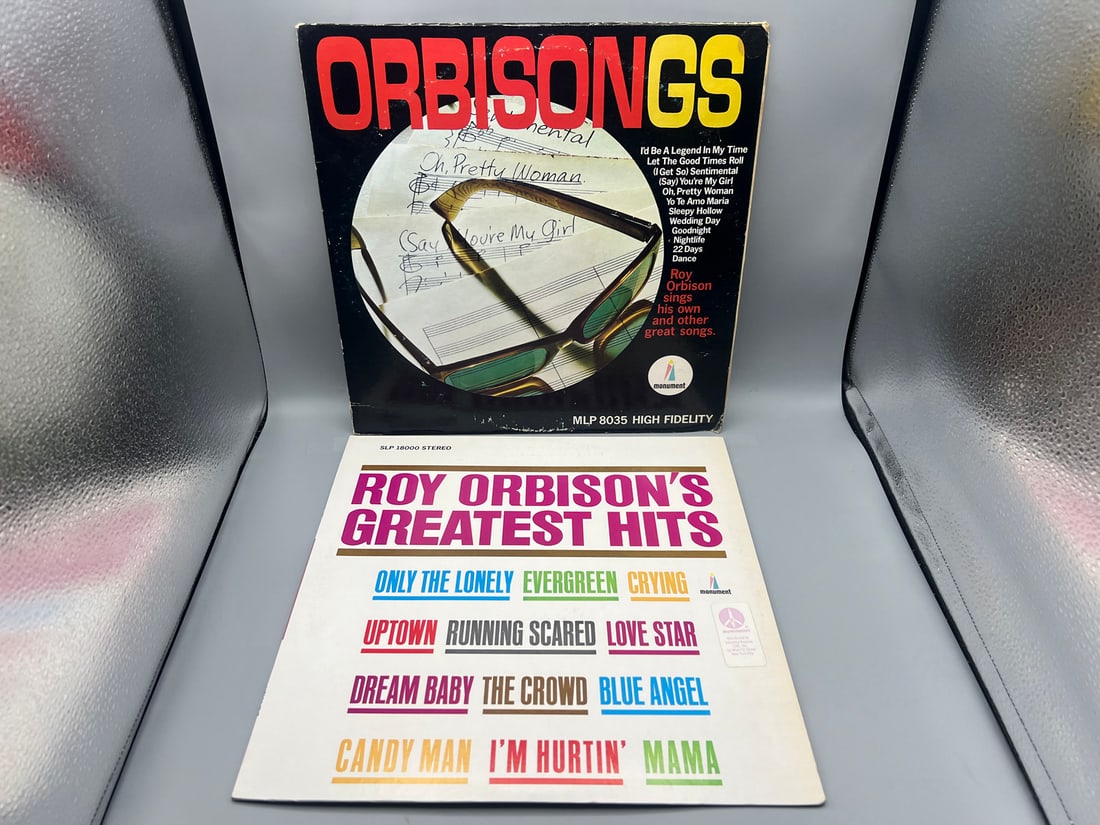 1965 Roy Orbison Orbisongs & 1974 Roy Orbison's Greatest Hits Reissue Vinyl Albums - MLP 8035 &: 1965 Roy Orbison Orbisongs & 1974 Roy Orbison's Greatest Hits Reissue Vinyl Albums - MLP 8035 & SLP-18000