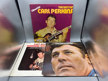 Lot of (3) Assorted Carl Perkins Vinyl Albums - Varying Conditions