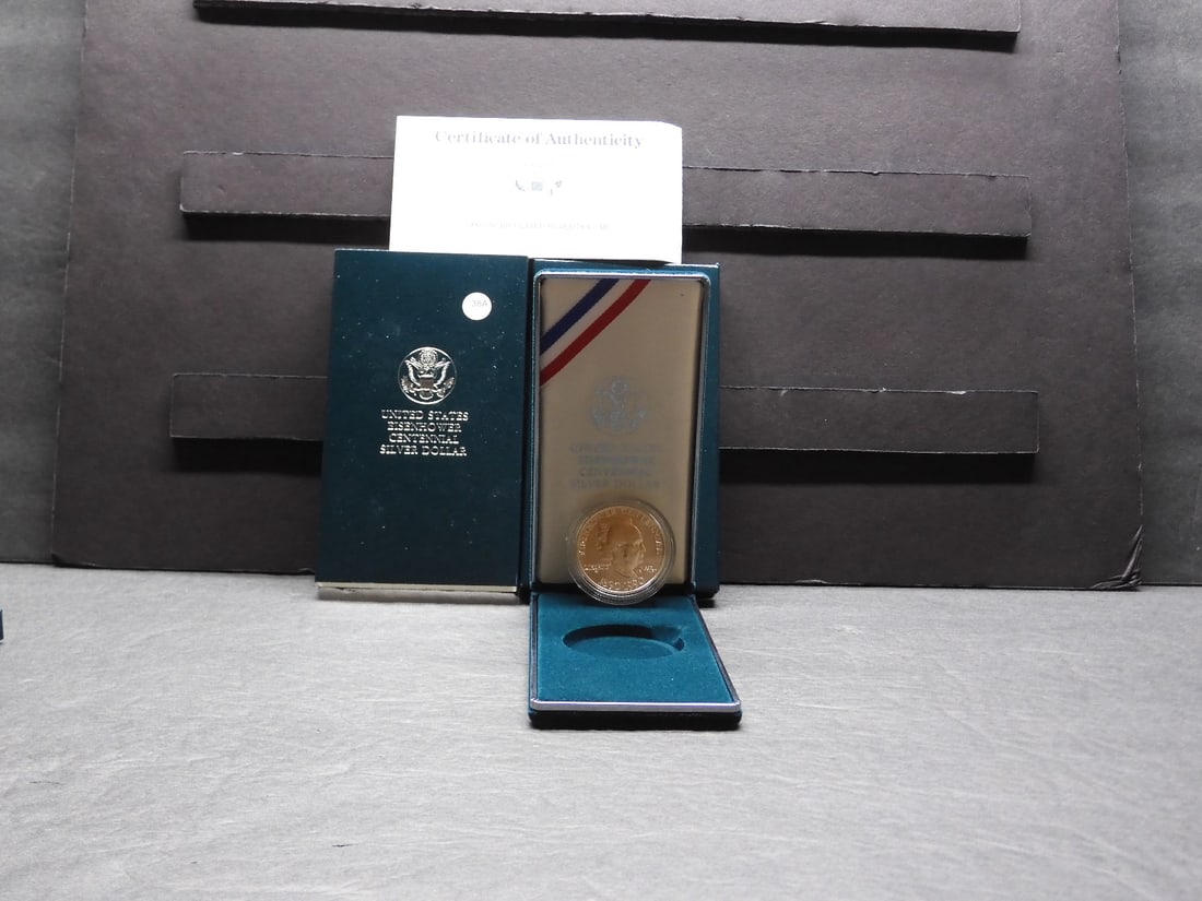 1990-W Eisenhower Centennial silver dollar in nice original box plus COA. GEM Proof. (1 of 4)
