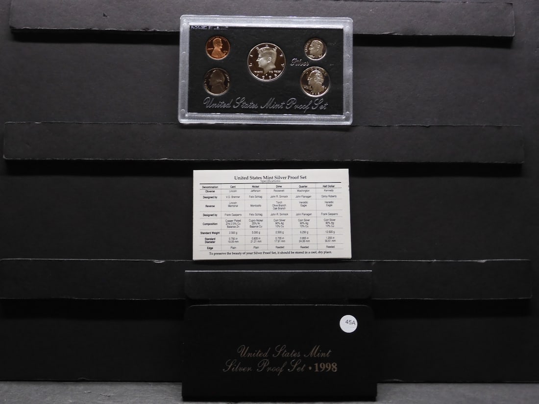 1998-S US Silver Proof Set. Nice original box plus COA. (1 of 4)