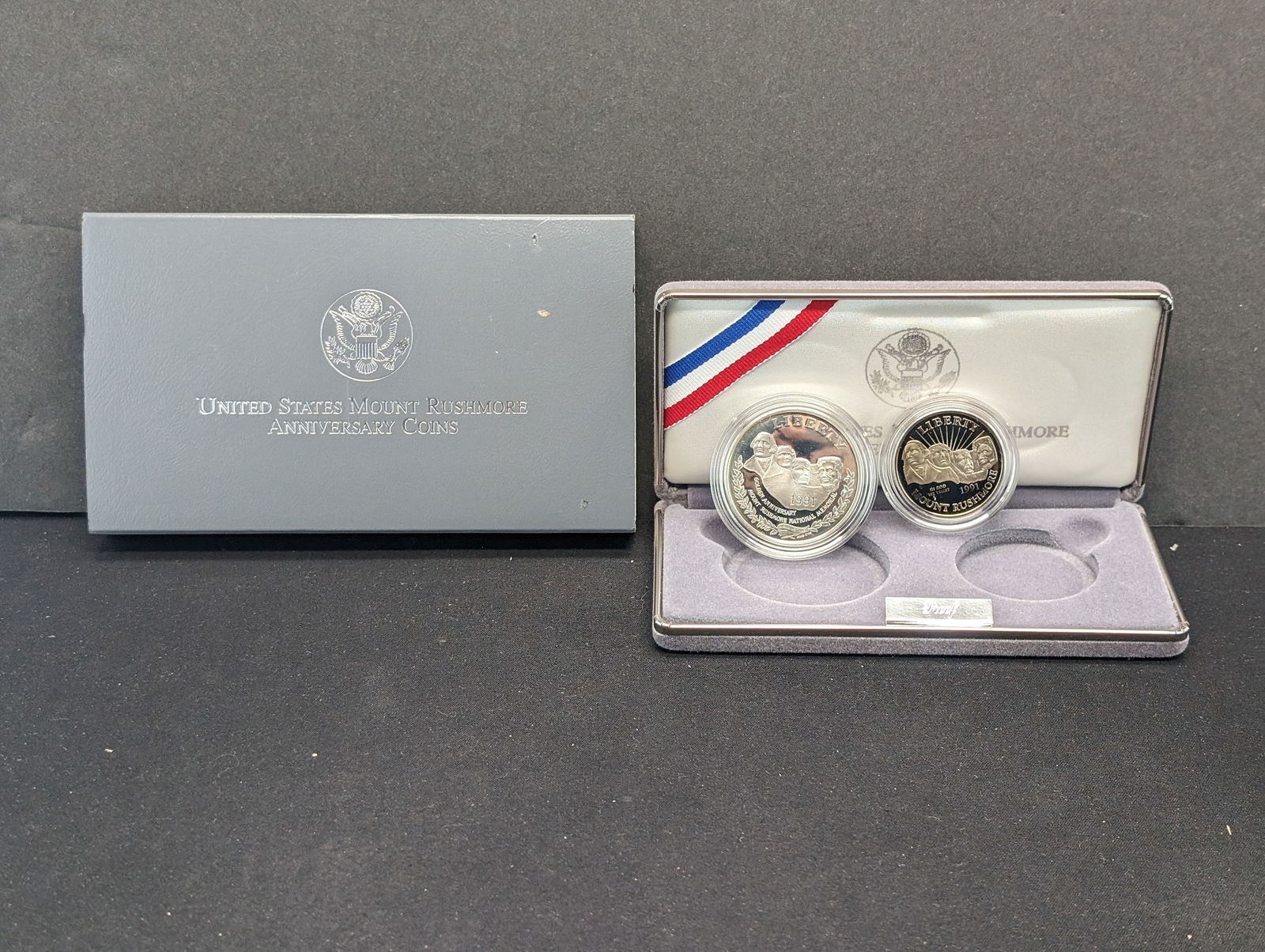 1991-S PROOF Mount Rushmore Anniv. Commem 2-Coin Set in OGP (1 of 3)