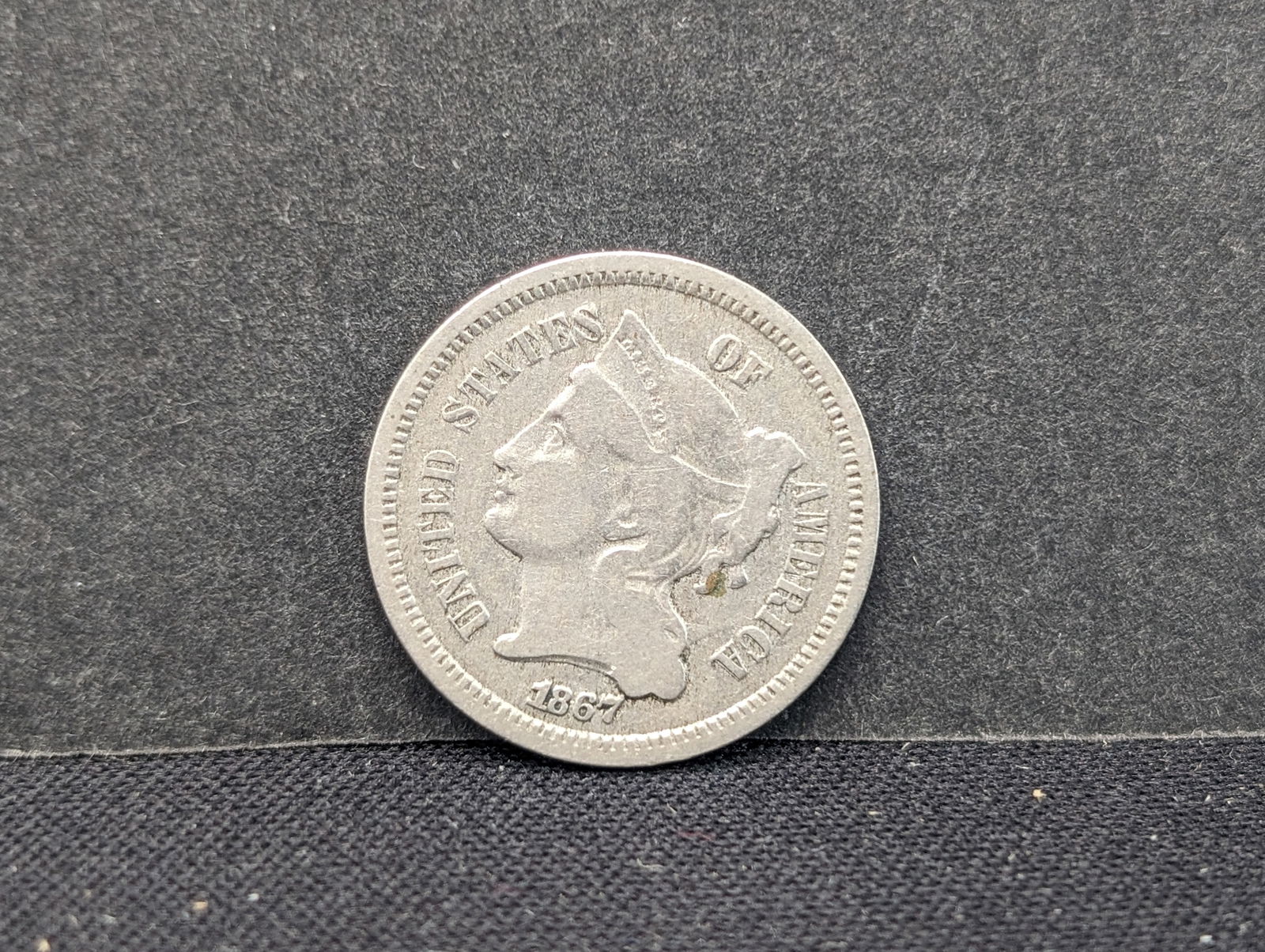 **Nice Type coin - FINE** 1867 Three Cent Nickel (1 of 2)