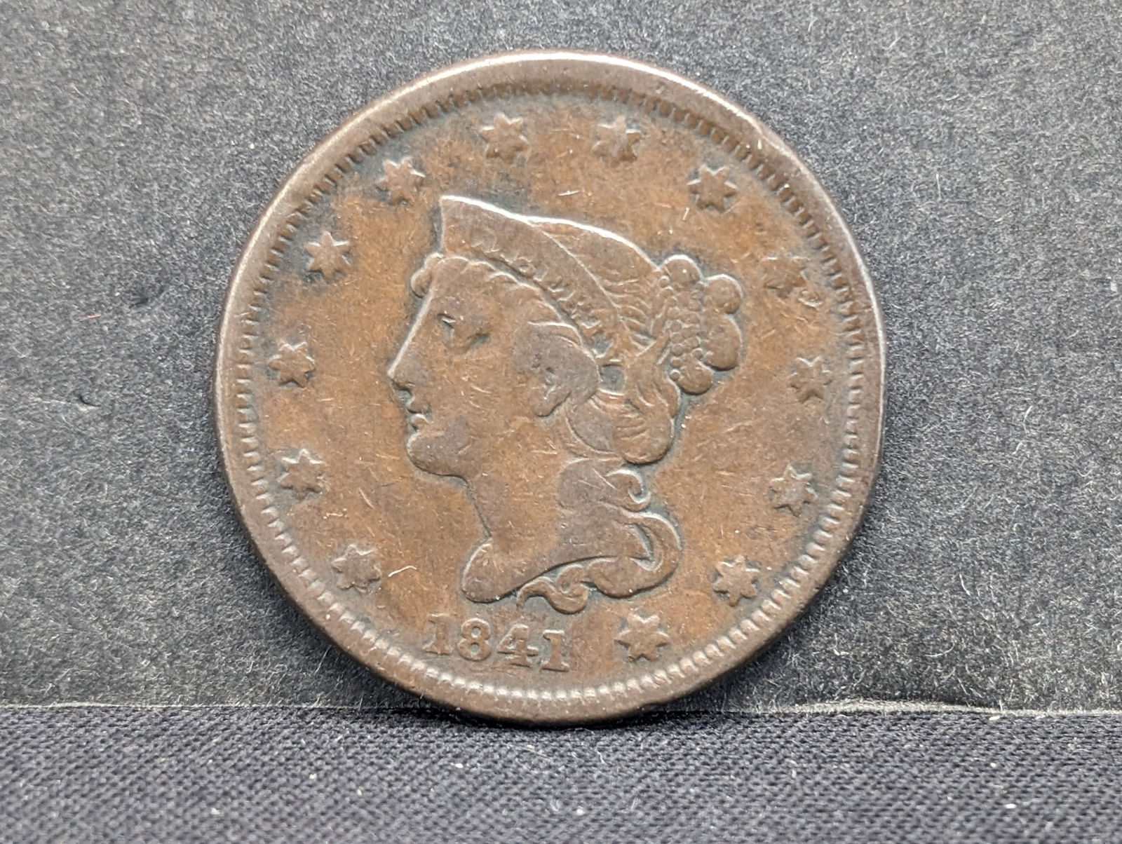 1841 Braided Hair Large Cent - Semi-Key! (1 of 2)