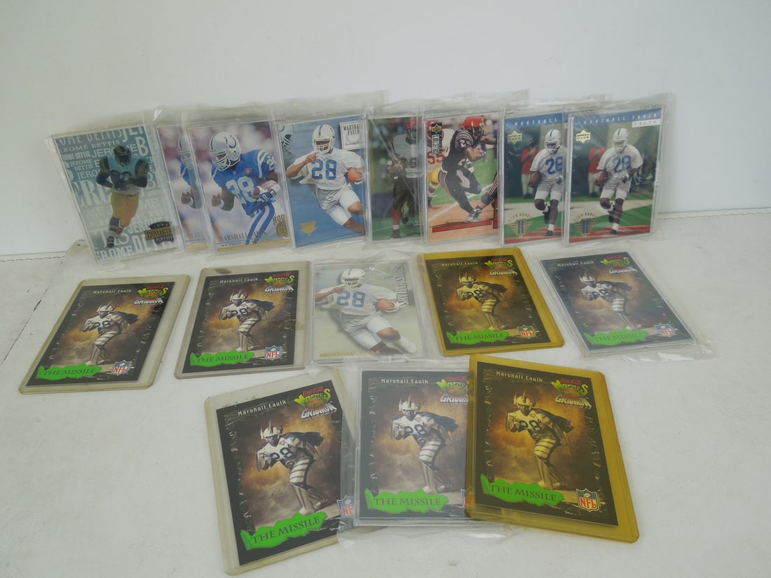 Lot of 1994 Marshall Faulk Rookie Cards & 1 Jerome Bettis (1 of 7)